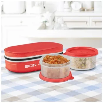 Milton New Bon Bon Lunch Box With 2 Leak-Proof Containers - Red 280 ml (Set of 2)